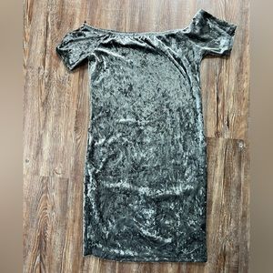 Gray Crushed Velvet Tight Dress